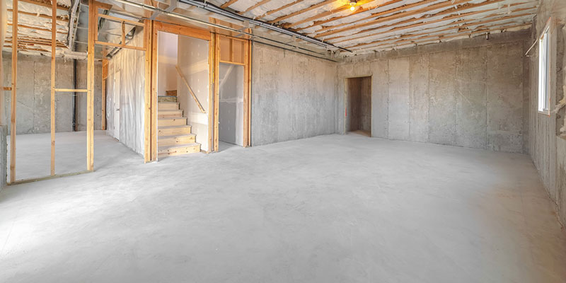 cement basement and garage-floors